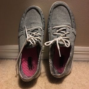 Grey Skechers loafers